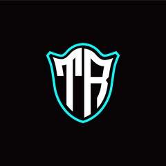 T R initials monogram logo shield designs modern