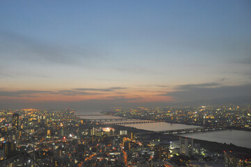 Fototapeta na wymiar Night view of Osaka