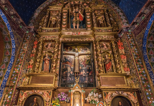 Spain, Catalonia, Pyrenees, province of Girona, Beget, Romanesque church of Sant Cristofol, Christ in Majesty altarpiece (12th century)