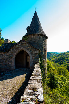 France, Midi-Pyrenees, Aveyron, Conques, Sainte-Foy, Saint James Way, the cemetery chapel