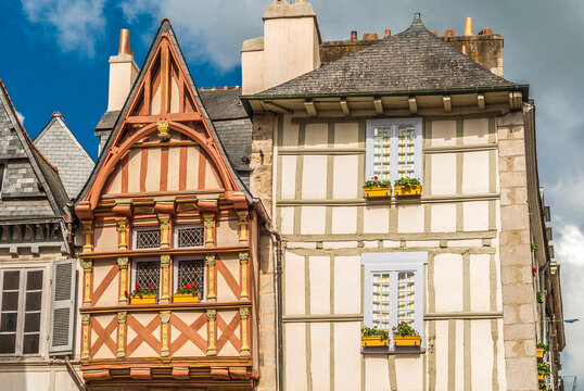 France, Bretagne, Quimper, medieval half-timbered house
