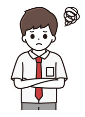 男子学生 腕組み イラスト
