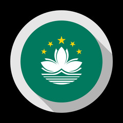 round icon with macau flag, isolated on black background