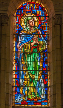 France, Charente Maritime, Saintes, Abbaye-aux-Dames, stained glass of the abbey church