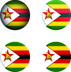 Round Country Flag in different styles disc badge vector illustration Zimbabwe