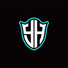 Y H initials monogram logo shield designs modern