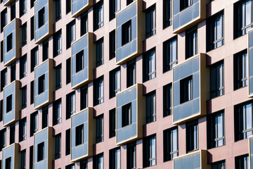 Exterior of modern architecture in the city center. Construction abstract background. Detail of the...