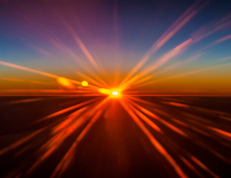 Sunset seen from an aircraft