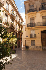 Downtown, streets of the old city in Valencia, Spain.