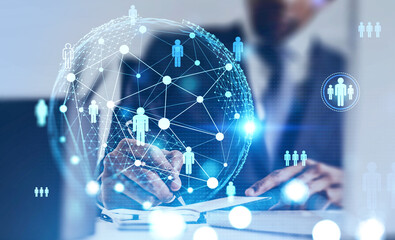 African man in office, social network