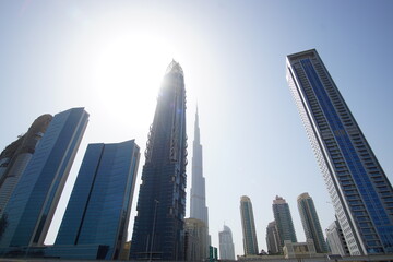 Tall buildings,  view of Dubai, UAE