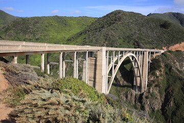 Fototapeta na wymiar View of Bixby Creek Bridge on Pacific Coast Highway one and Big Sur coastline in California.