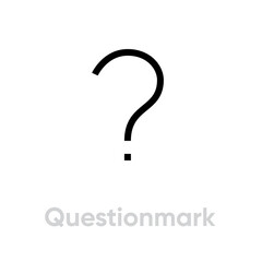 Question mark sign in flat design. Editable vector stroke. Single pictogram. Asking questions.