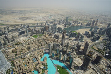 Dubai skyscrapers from above. Incredible Dubai view. Futuristic skyline.