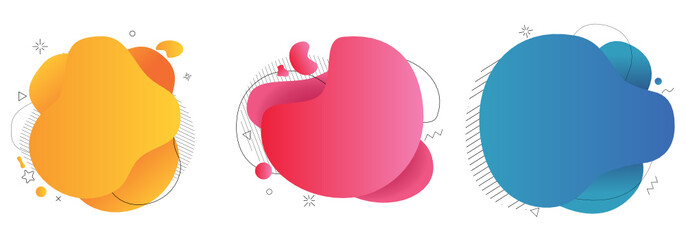 Set of abstract modern geometric graphic element banners flowing liquid shapes,vector Illustration .	