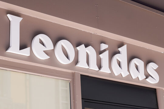 leonidas logo and sign of Belgian Chocolates shop
