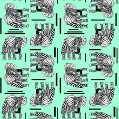 Elephant with zebra skin in the studio. The concept of being different. contemporary
seamless pattern vector illustration