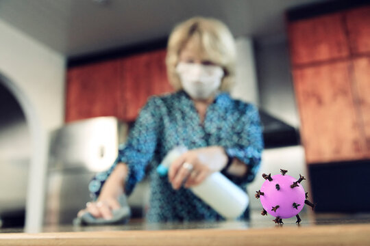Woman at home for coronavirus, Covid 19 fight