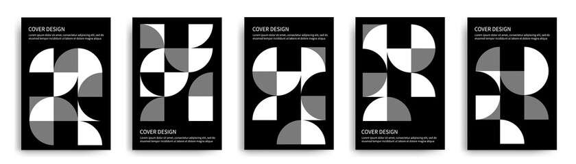 Retro geometric covers design vector set backgrounds