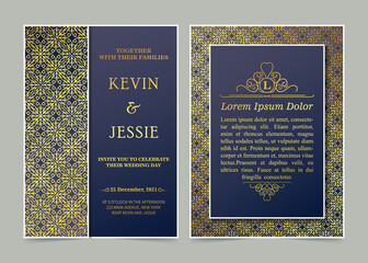 Luxury vintage golden vector invitation card template