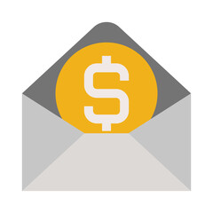 Business & finance, Salary in envelope, Flat color icon.