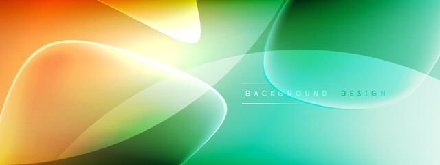 Vector abstract background - liquid bubble shapes on fluid gradient with shadows and light effects. Shiny design template for text