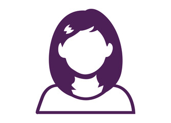  Female face silhouette or icon. Woman avatar profile. Unknown or anonymous person. Vector illustration.