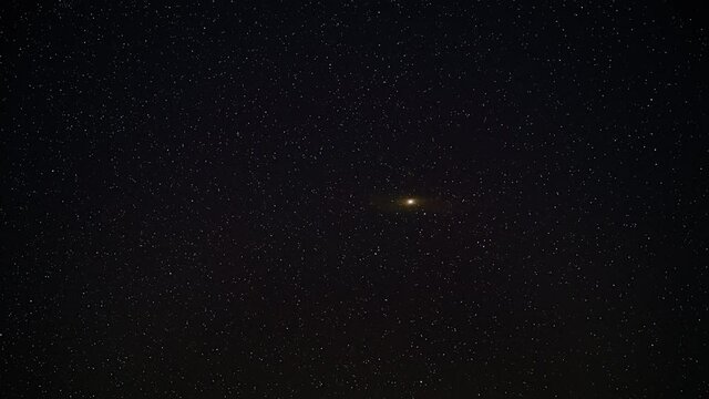 Night Sky Timelapse, Many Stars With Bright Andromeda Nebula (Deep Space Messier Object 31) Visible