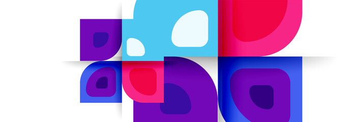 Fototapeta premium Set of vector modern geometric abstract backgrounds with repeating abstract round shapes patterns and shadow effects