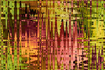 Obraz premium Abstract zigzag pattern with waves. Artistic image processing created by photo of autumn leaves. Beautiful multicolor pattern for any design in red, yellow, green and brown tones. Background image