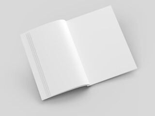 Open magazine with a glued binding. Vertical A4 format.