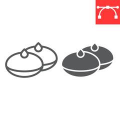 Hanukkah doughnut line and glyph icon, bakery and dessert, hanukkah donut sign vector graphics, editable stroke linear icon, eps 10.