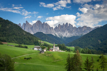 Fototapeta premium Panorama of Santa Maddalena village and Church.