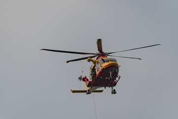 a rescue helicopter in action