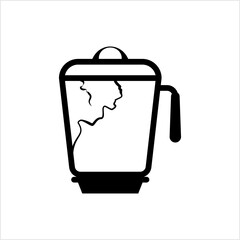 Cracked Broken Blender Mixer Jar Icon, Kitchen Home Electric Appliance