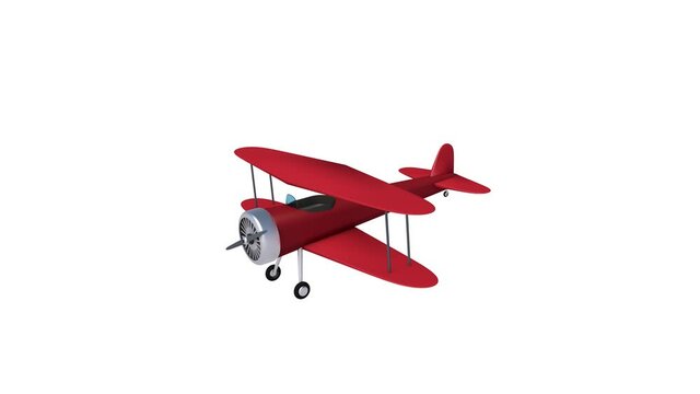 Biplane. Animation of an airplane performing aerobatics, alpha channel enabled. 3D render