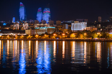 Fototapeta na wymiar Flame Towers, Baku City, Azerbaijan, Middle East