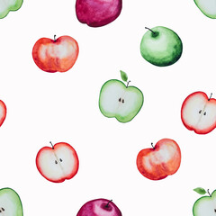 Bright picture with the image of painted fruits. Close-up, view from above, no people. Watercolor paint. Concept of delicious and healthy food