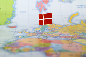 Denmark flag on the map