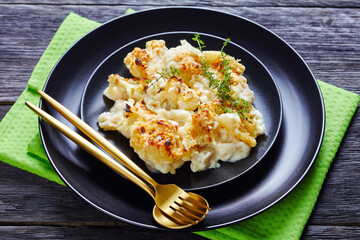 Healthy casserole cauliflower cheese on a plate