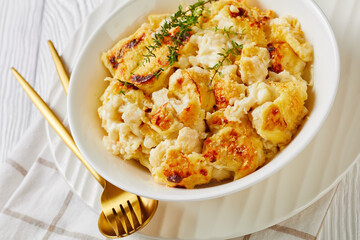 British cauliflower cheese with a cheddar sauce