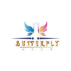 Obraz premium Unique butterfly logo color gradation vector design template