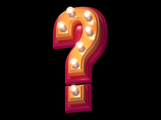 Plastic font with glowing lamps.