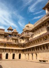 Fototapeta na wymiar 15 Feb 2020, Orchha, India. VIew of Jahagir fort form inside.