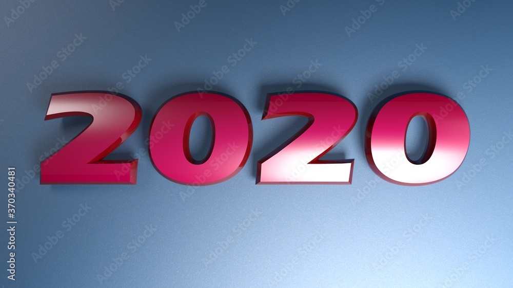 Poster 2020 red write isolated on blue background - 3d rendering illustration