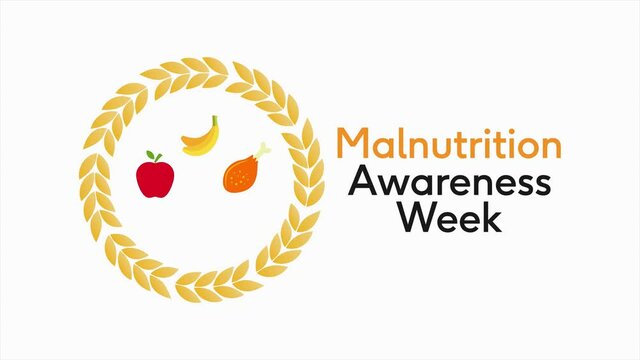 Video animation on the theme of Malnutrition awareness week observed each year during October. 4k Motion graphics.