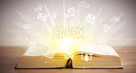 Opeen book with CAPEX inscription, business concept