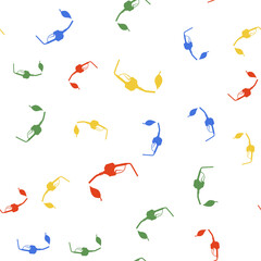 Color Bio fuel concept with fueling nozzle and leaf icon isolated seamless pattern on white background. Natural energy concept. Gas station gun sign. Vector.