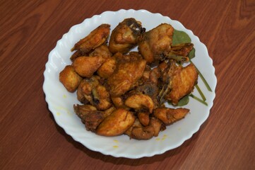 fried chicken on a white plate