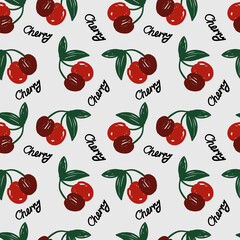 vector cherry illustration in doodle style. Perfect for textile, print, wrapping. Kids print